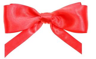 real red ribbon bow with vertically cut ends photo