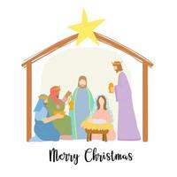 Birth of Jesus, happy christmas greeting card. vector