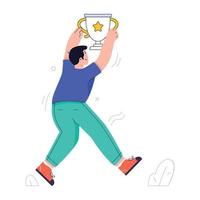 Man with trophy, illustration of a reward vector