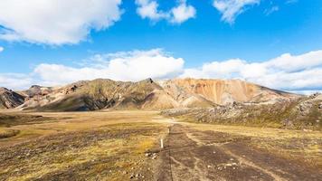 trail in canyon in Landmannalaugar in Iceland photo