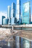 spring urban landscape with view of Moscow City photo