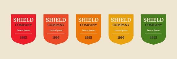 Shield badge company certified. Vector security emblem design.