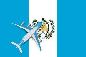 Plane and flag of the Guatemala. Travel concept for design. Soaring plane over Guatemala. vector