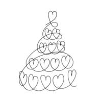 Vector greeting card with a Christmas tree made of hearts. Abstract cute decorative illustration for invitation.