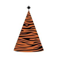 árbol de navidad con rayas de tigre. árbol de Navidad a rayas con tigre en colores naranja y negro. vector