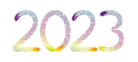 New Year 2023 from rainbow gradient dotted lines on white background. vector