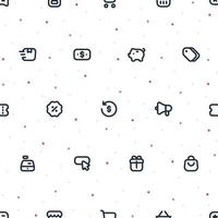 Seamless pattern of small black friday and cyber monday icons with random dots on transparent background vector