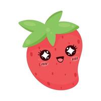 strawberry kawaii fruit vector