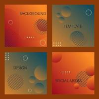 set of social media post templates with orange and blue gradient background. square design vector