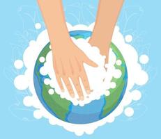 lavado de manos con el planeta tierra