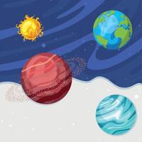 space planets and sun vector