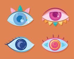 iconos humanos de cuatro ojos vector