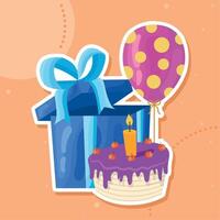 blue gift and cake vector