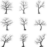 siluetas de árboles muertos. conjunto de siluetas de árboles muertos. viejo arbol moribundo natural del conjunto. vector