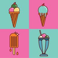 ice creams four products vector