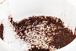 coffee sediments in white porcelain cup close up photo