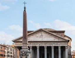 front view of Pantheon and egyptian obelisk photo