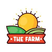 farm stamp with sun vector