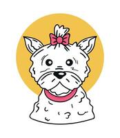 dog with pink bowtie vector