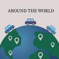 Travel around the world. Auto travel concept. Road trip. Vacation vector illustration. Design template for your artworks.