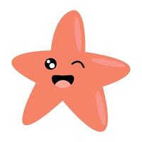 red starfish sealife animal vector