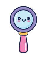 magnifying glass kawaii style vector