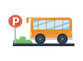 bus school with parking signal vector