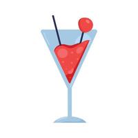 red cocktail cup drink vector