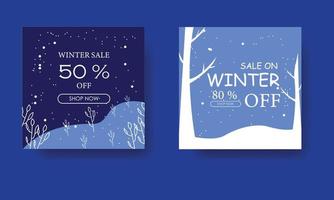 banner de venta de invierno con copo de nieve y fondo brillante con malla degradada, ilustración vectorial vector