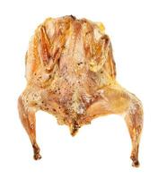 top view of roasted whole flattened quail isolated photo