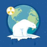 polar bear sitting on melting ice vector