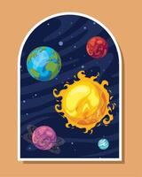 solar system in frame vector