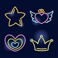 four neon lights icons vector