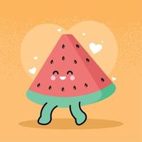 cute watermelon walking character vector