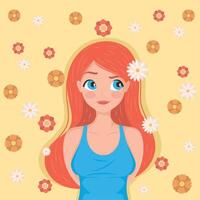 woman in floral pattern vector