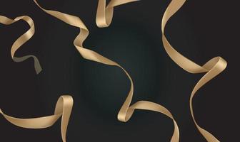 Abstract Golden Ribbon silk strips vector