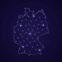 Digital network map of Germany. Abstract connect line and dot vector