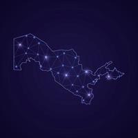 Digital network map of Uzbekistan. Abstract connect line and dot vector