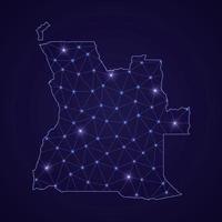 Digital network map of Angola. Abstract connect line and dot vector