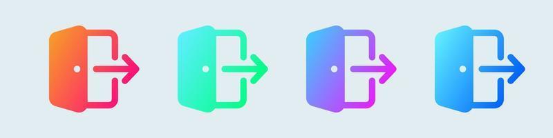 Log out solid icon in gradient colors. Exit signs vector illustration.