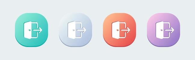 Log out solid icon in flat design style. Exit signs vector illustration.