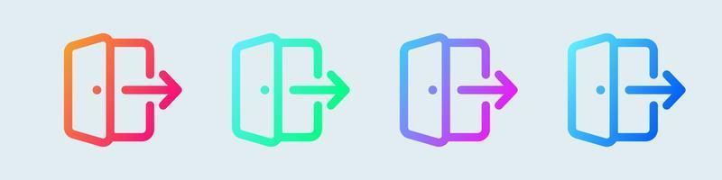 Log out line icon in gradient colors. Exit signs vector illustration.