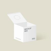 caja de embalaje realista en colores blancos. maqueta de caja cuadrada cerrada. vector