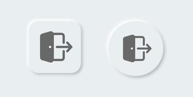 Log out solid icon in neomorphic design style. Exit signs vector illustration.