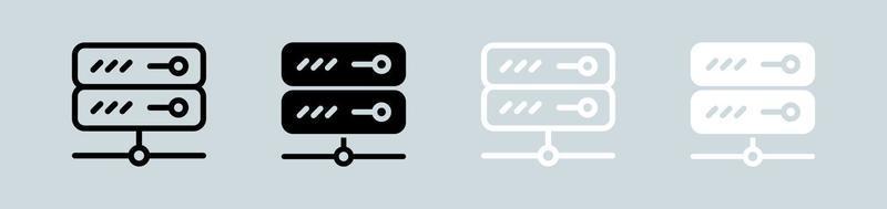 Server icon set in black and white. Database signs vector illustration.