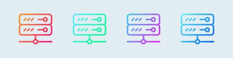 Server line icon in gradient colors. Database signs vector illustration.