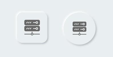 Server solid icon in neomorphic design style. Database signs vector illustration.