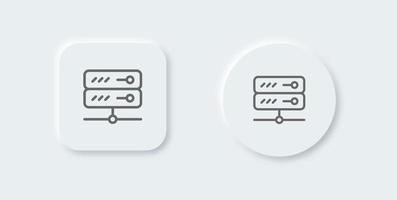 Server line icon in neomorphic design style. Database signs vector illustration.