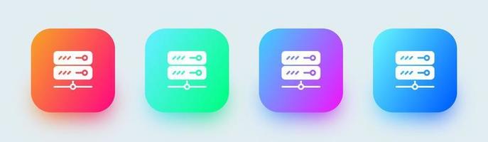 Server solid icon in square gradient colors. Database signs vector illustration.