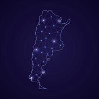 Digital network map of Argentina. Abstract connect line and dot vector